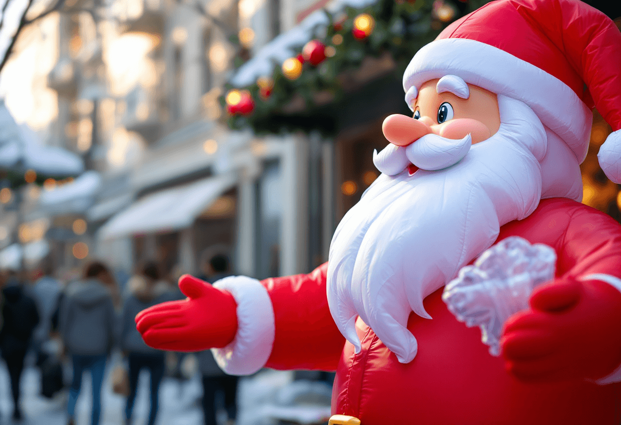Père Noël gonflable publicitaire pour animation événementielle